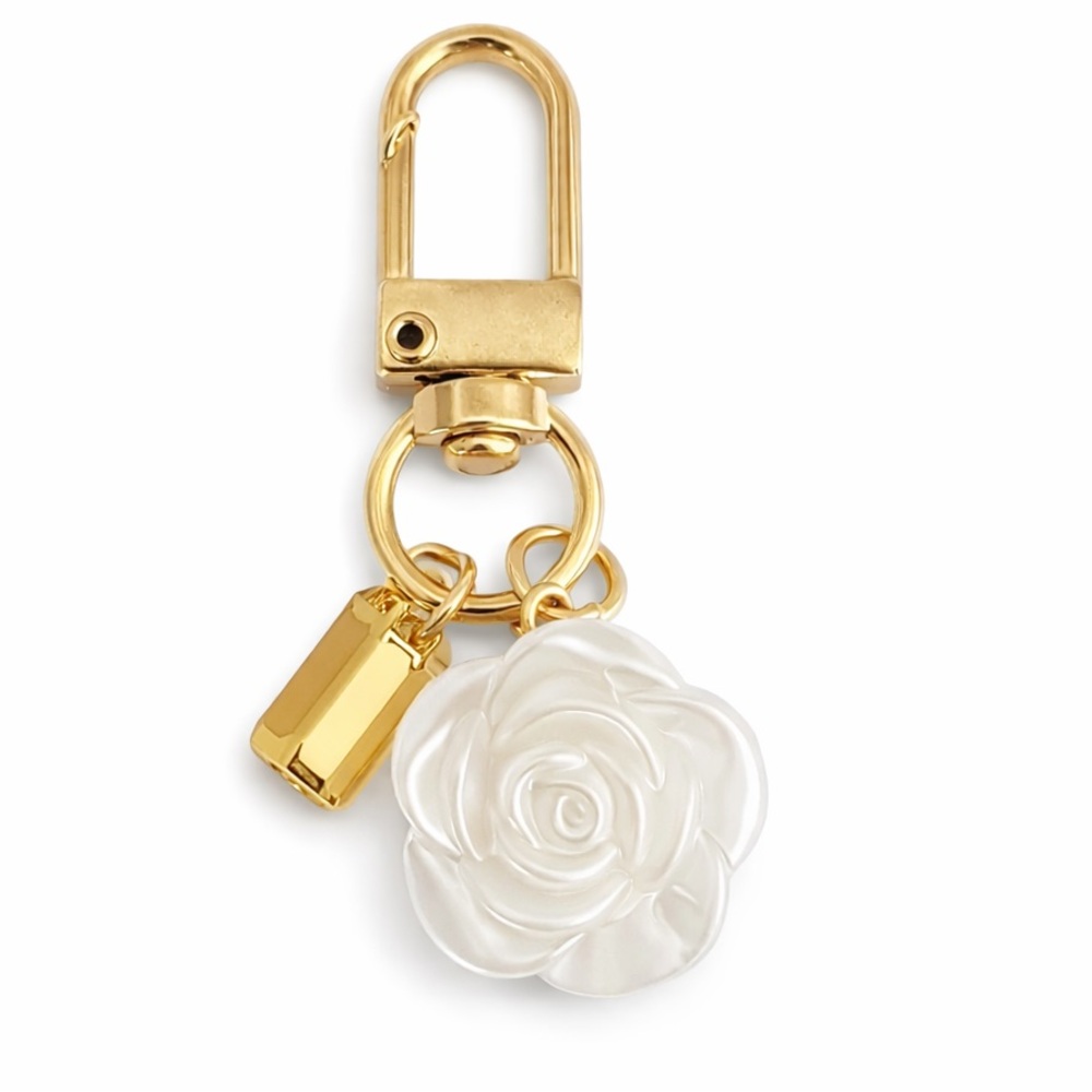 White Flower Gold Key Chain